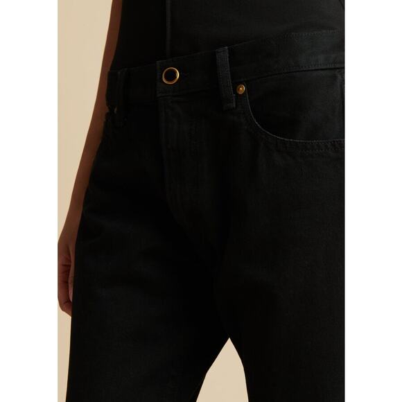 KHAITE Kyle Straight Cotton Denim Jeans in Wilcox Black in Wilcox Size 28 - Picture 7 of 9